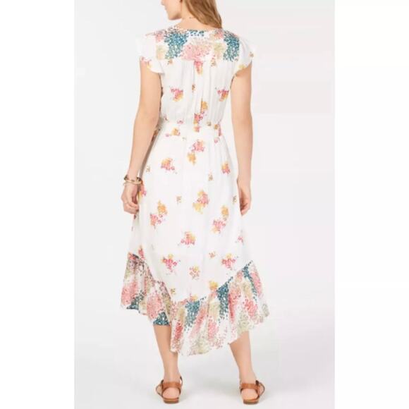 Lucky Brand Felice Floral Print High-Low Midi Dress High Low Size XS - Picture 10 of 10